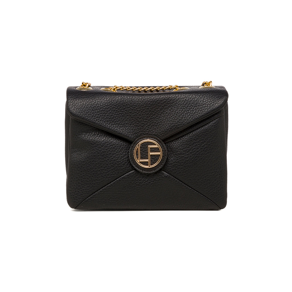 Borsa a tracolla nera da donna con logo Lora Ferres