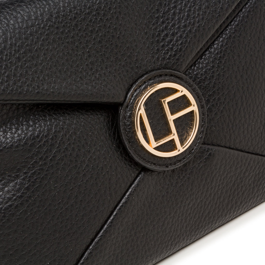 Borsa a tracolla nera da donna con logo Lora Ferres