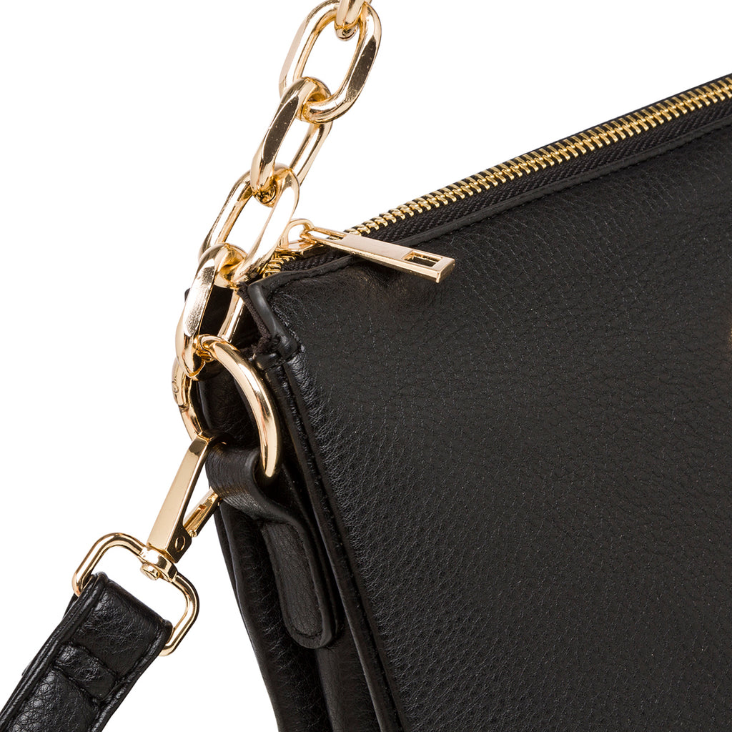 Borsa a tracolla nera da donna con manico a catena Lora Ferres