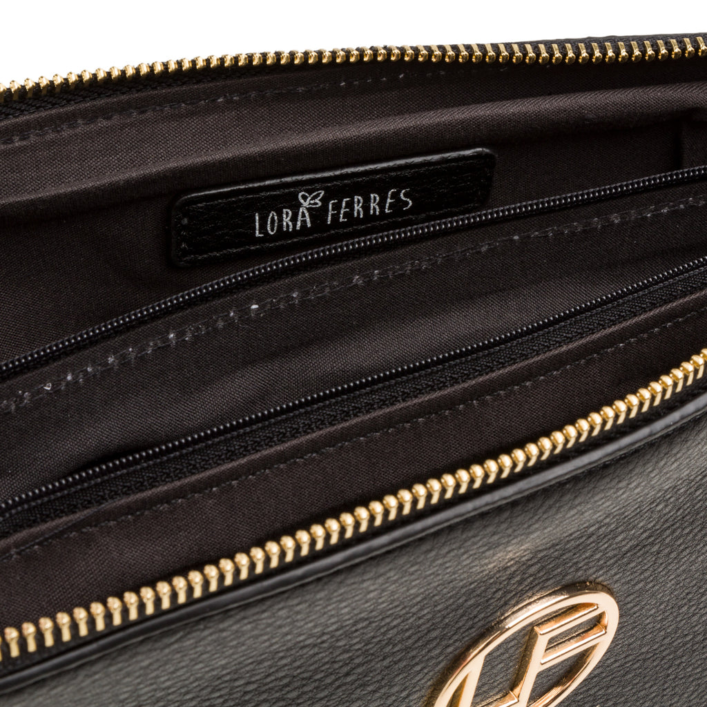 Borsa a tracolla nera da donna con manico a catena Lora Ferres