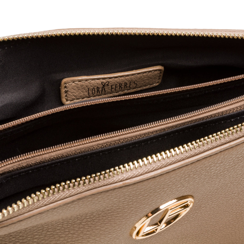 Borsa a tracolla taupe da donna con manico a catena Lora Ferres