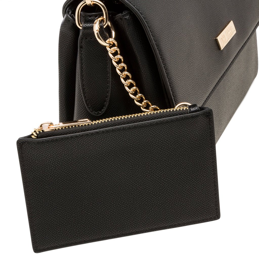 Borsa a tracolla nera da donna con logo Lora Ferres