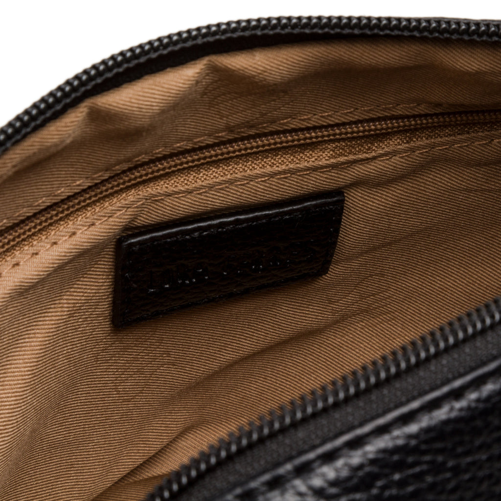 Borsa a tracolla da donna nera con logo in metallo Lora Ferres