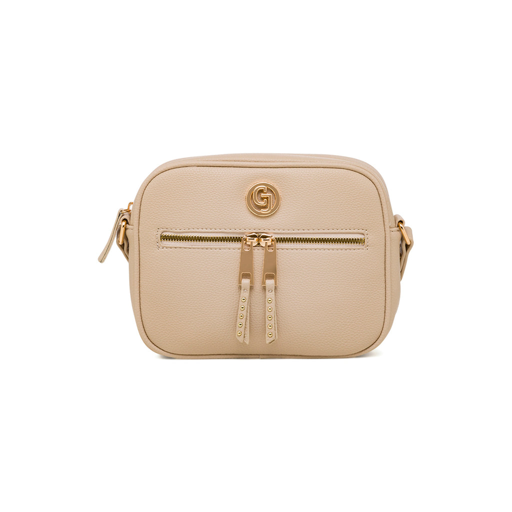 Borsa a tracolla beige da donna con logo Carrera Jeans