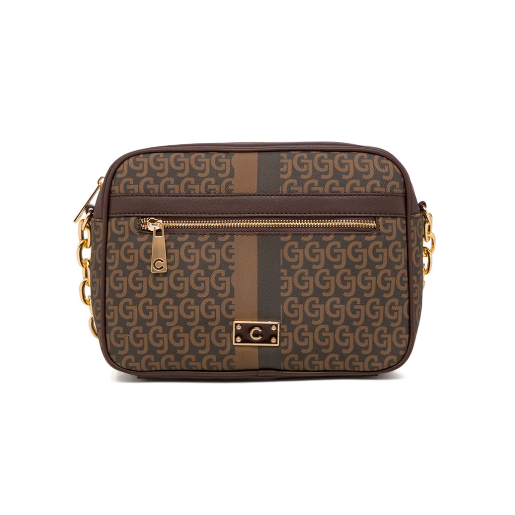 Borsa a tracolla marrone da donna con logo Carrera Jeans