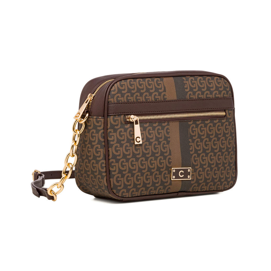 Borsa a tracolla marrone da donna con logo Carrera Jeans