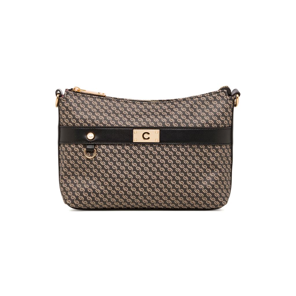 Borsa a tracolla nera da donna con dettagli beige Carrera Jeans