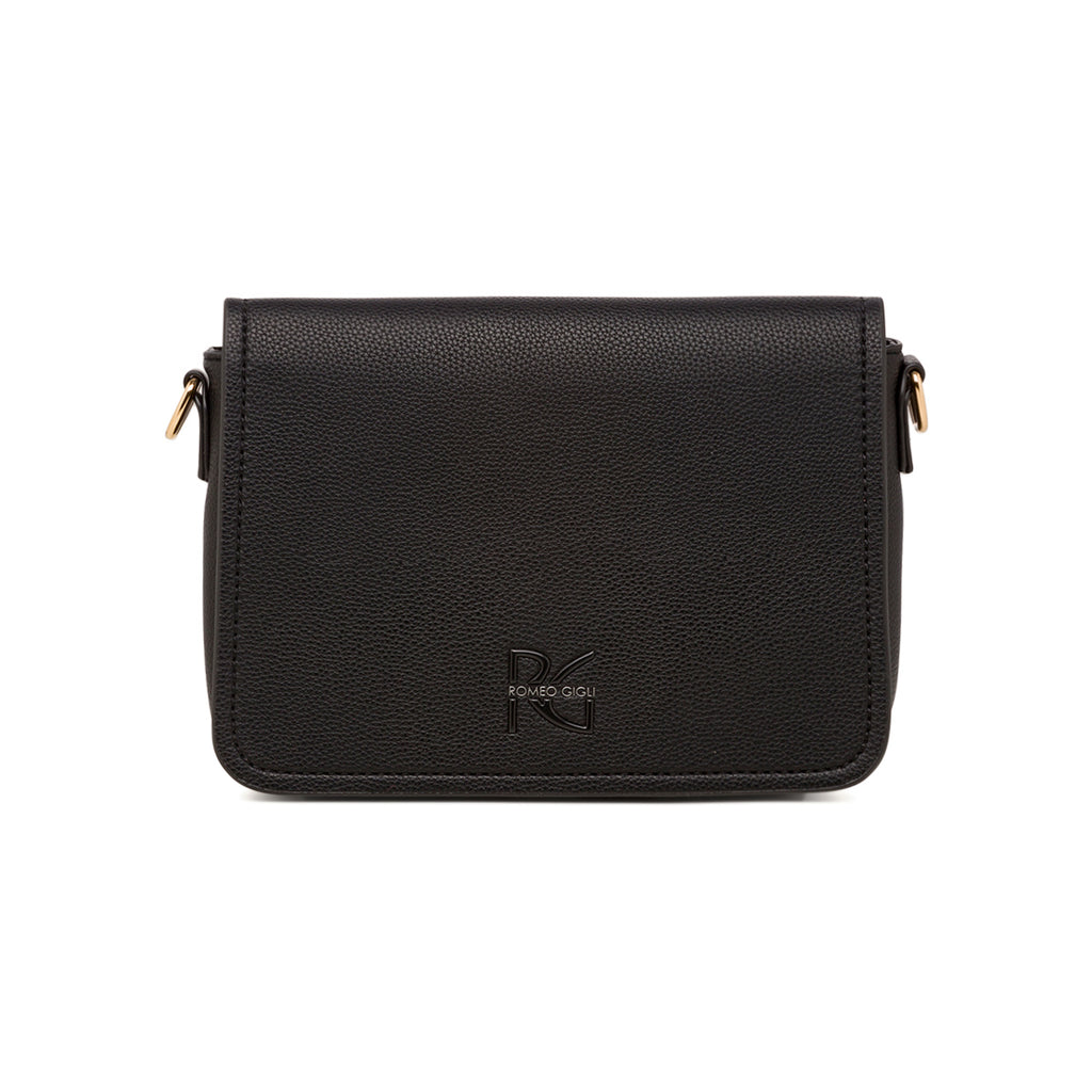 Borsa a tracolla nera con dettaglio logo Romeo Gigli Milano