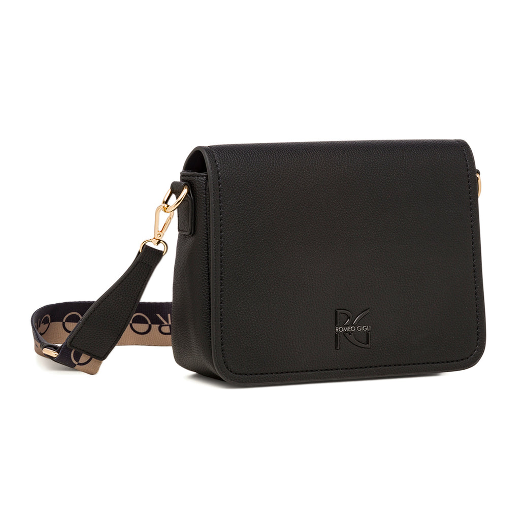Borsa a tracolla nera con dettaglio logo Romeo Gigli Milano