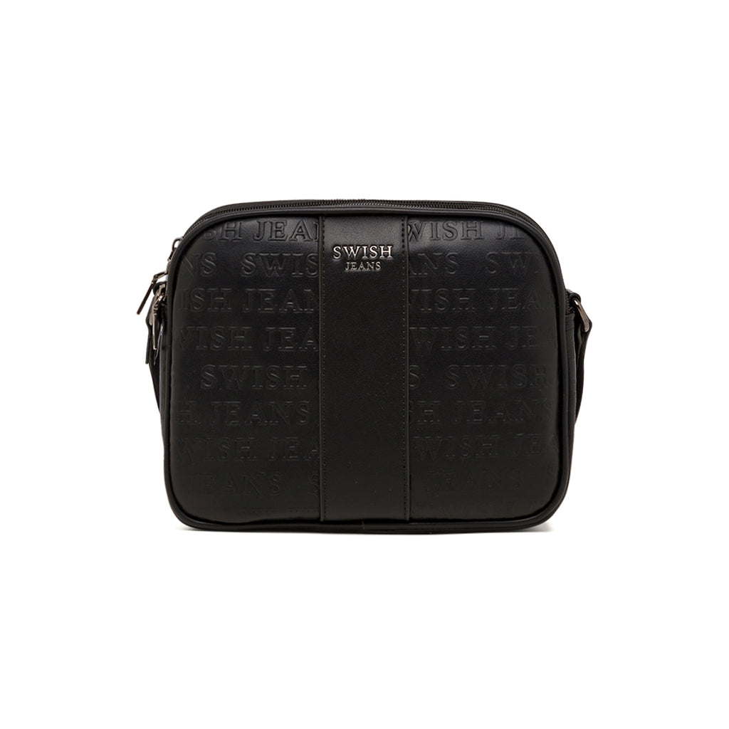 Borsa a tracolla nera da donna con logo Swish Jeans