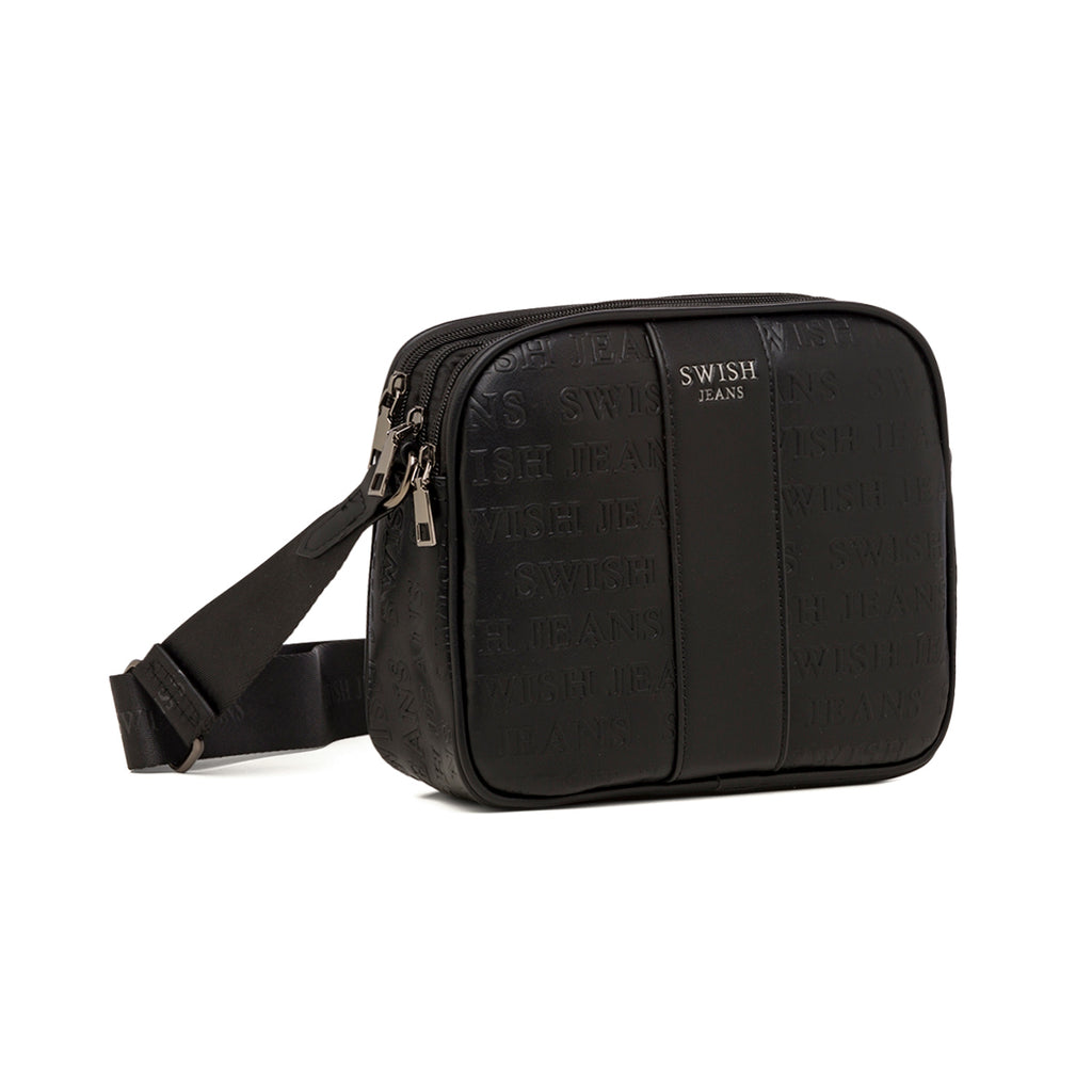 Borsa a tracolla nera da donna con logo Swish Jeans