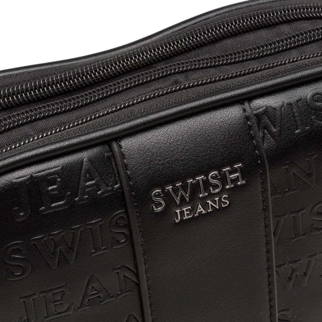 Borsa a tracolla nera da donna con logo Swish Jeans