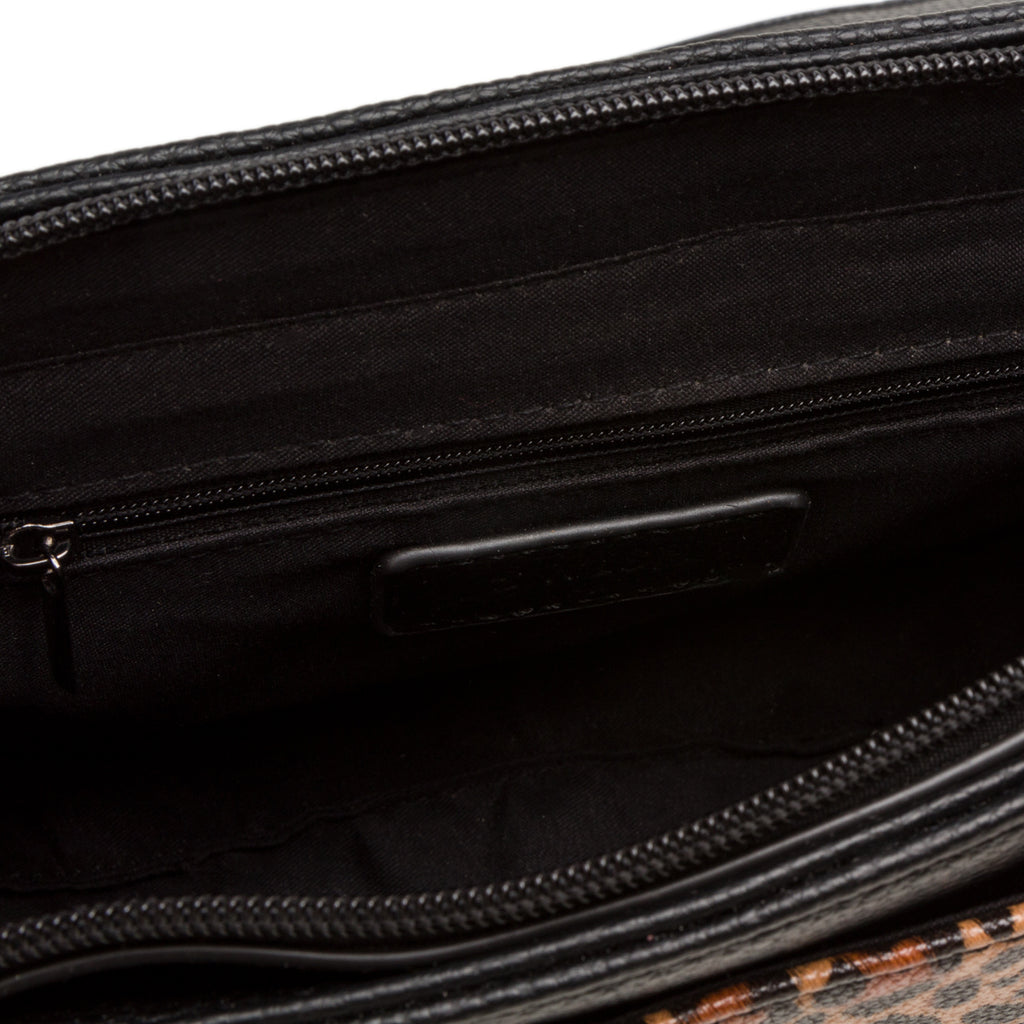 Borsa a spalla nera da donna con dettaglio leopardato Swish Jeans