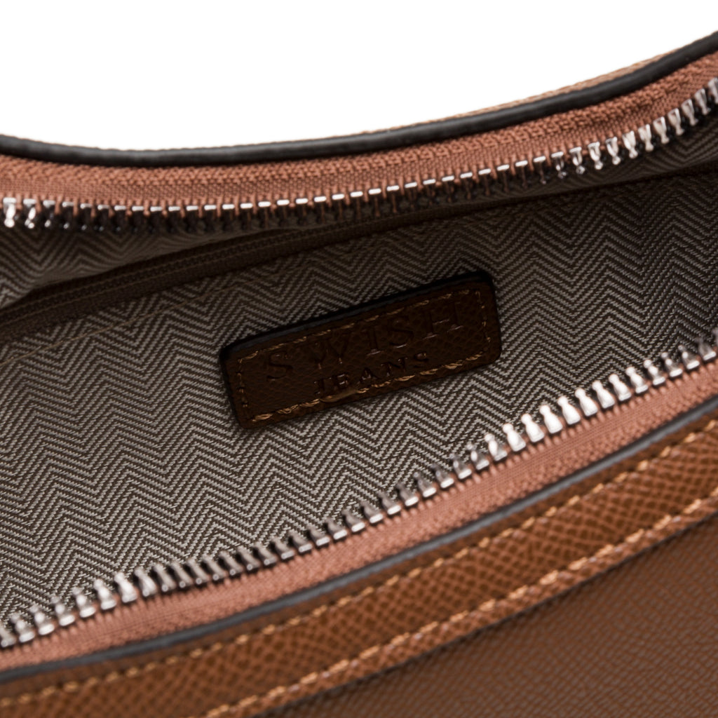 Borsa a spalla color cuoio da donna con logo Swish Jeans