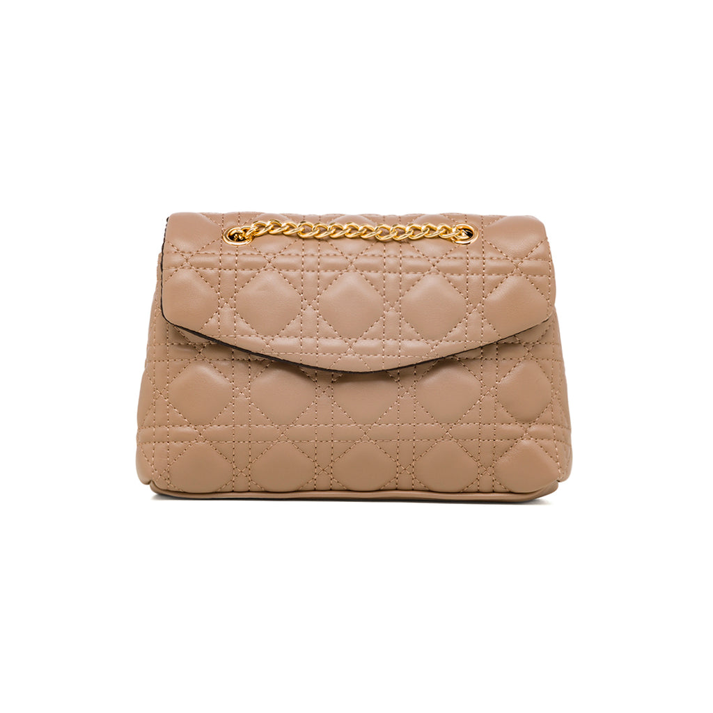 Borsa a tracolla taupe effetto trapuntato Lora Ferres