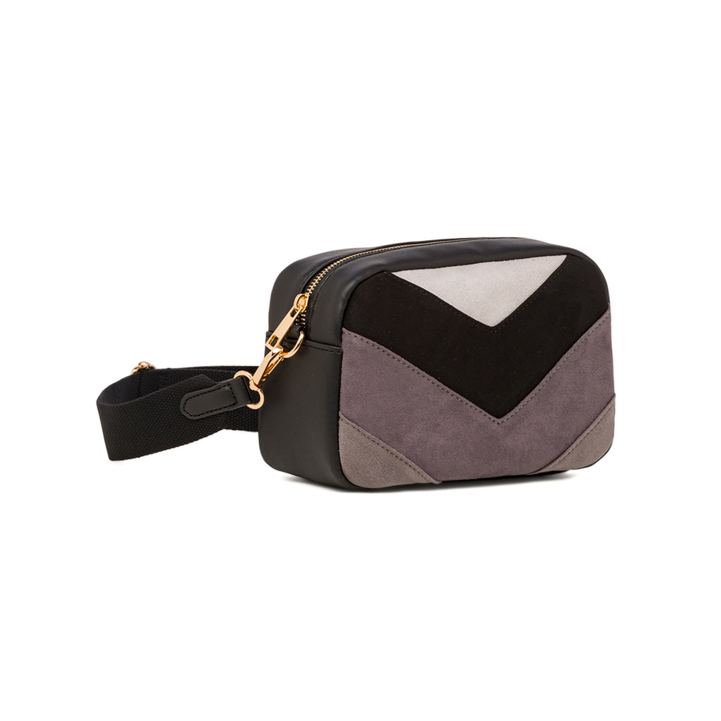 Borsa a tracolla nera Lora Ferres con dettaglio grigio