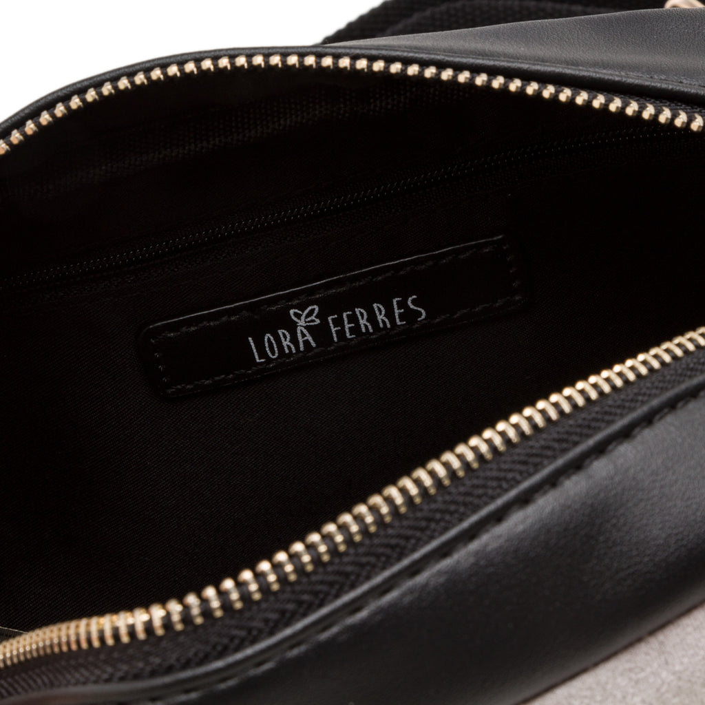 Borsa a tracolla nera Lora Ferres con dettaglio grigio