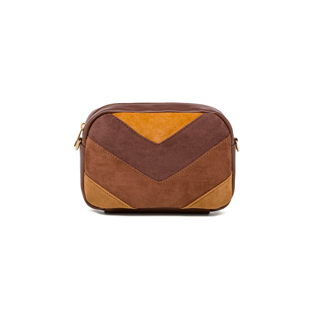 Borsa a tracolla marrone Lora Ferres dettaglio beige