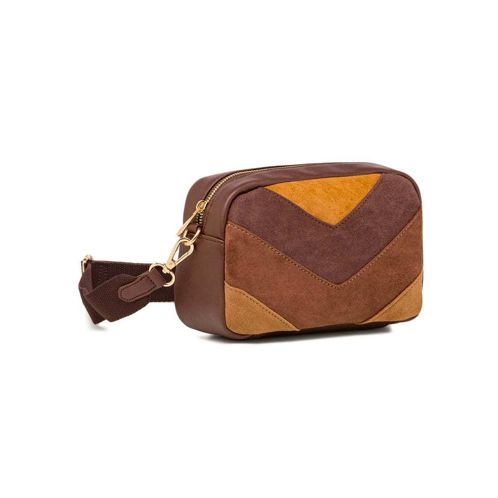 Borsa a tracolla marrone Lora Ferres dettaglio beige