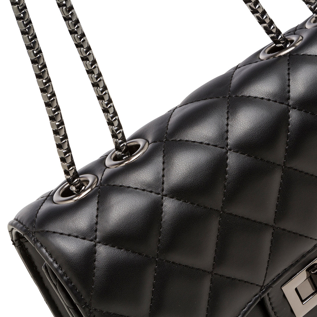 Borsa a tracolla da donna nera effetto trapuntato Lora Ferres