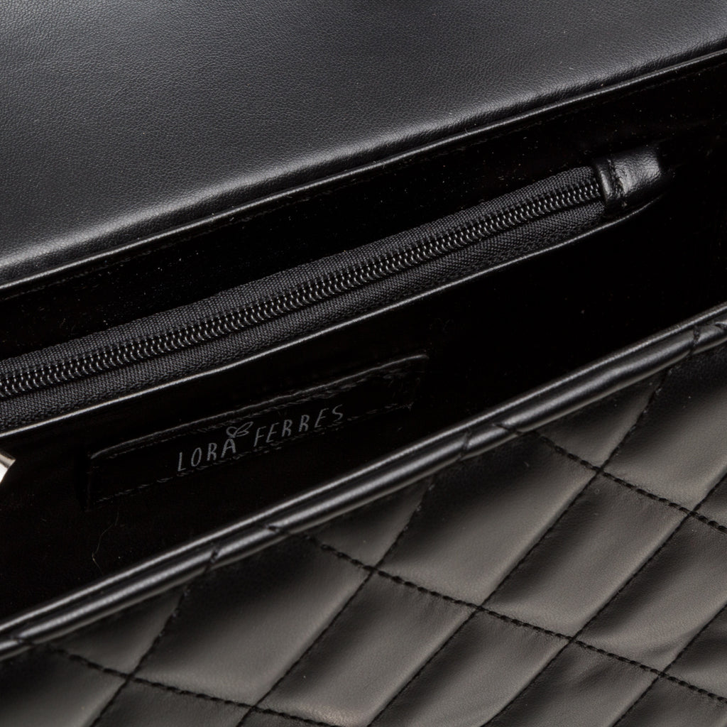 Borsa a tracolla da donna nera effetto trapuntato Lora Ferres
