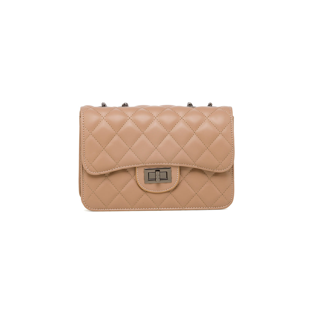 Borsa a tracolla da donna taupe effetto trapuntato Lora Ferres