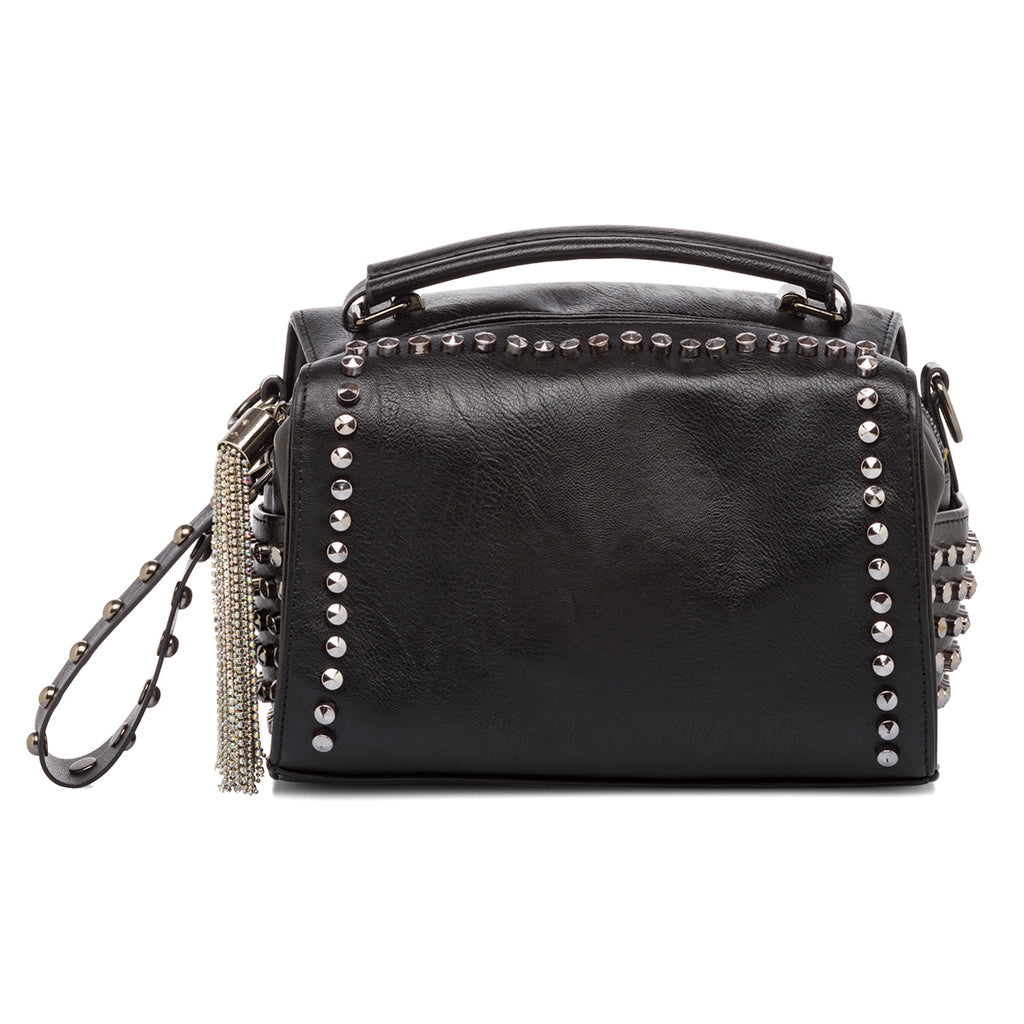 Borsa a tracolla nera da donna con borchie Lora Ferres