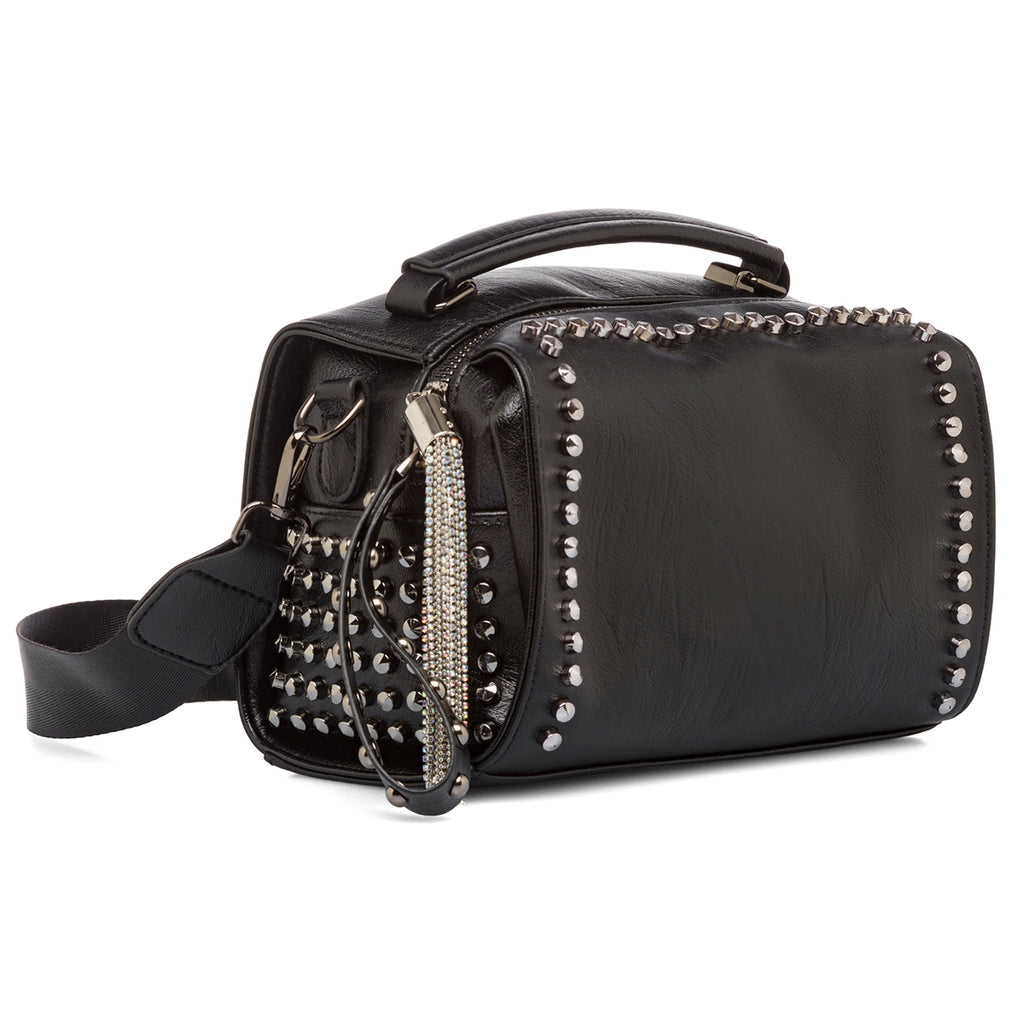 Borsa a tracolla nera da donna con borchie Lora Ferres