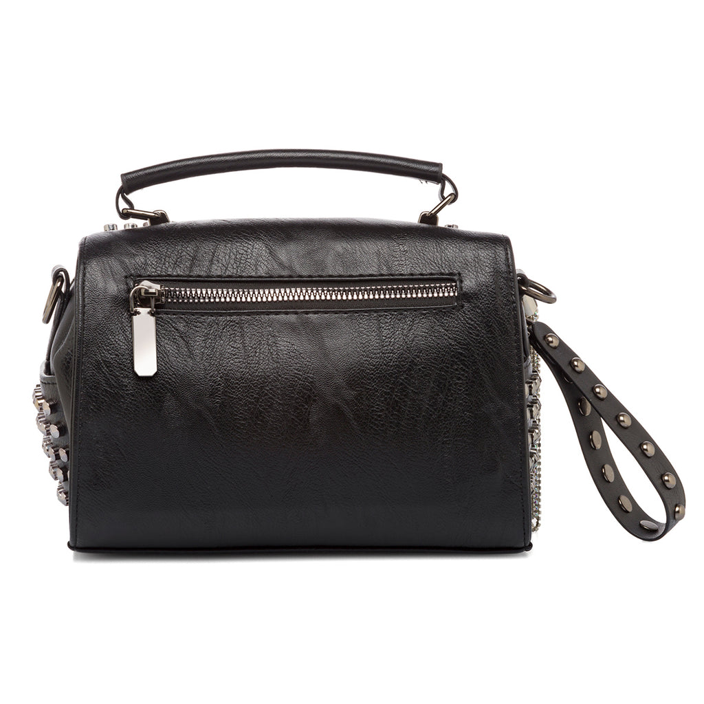 Borsa a tracolla nera da donna con borchie Lora Ferres