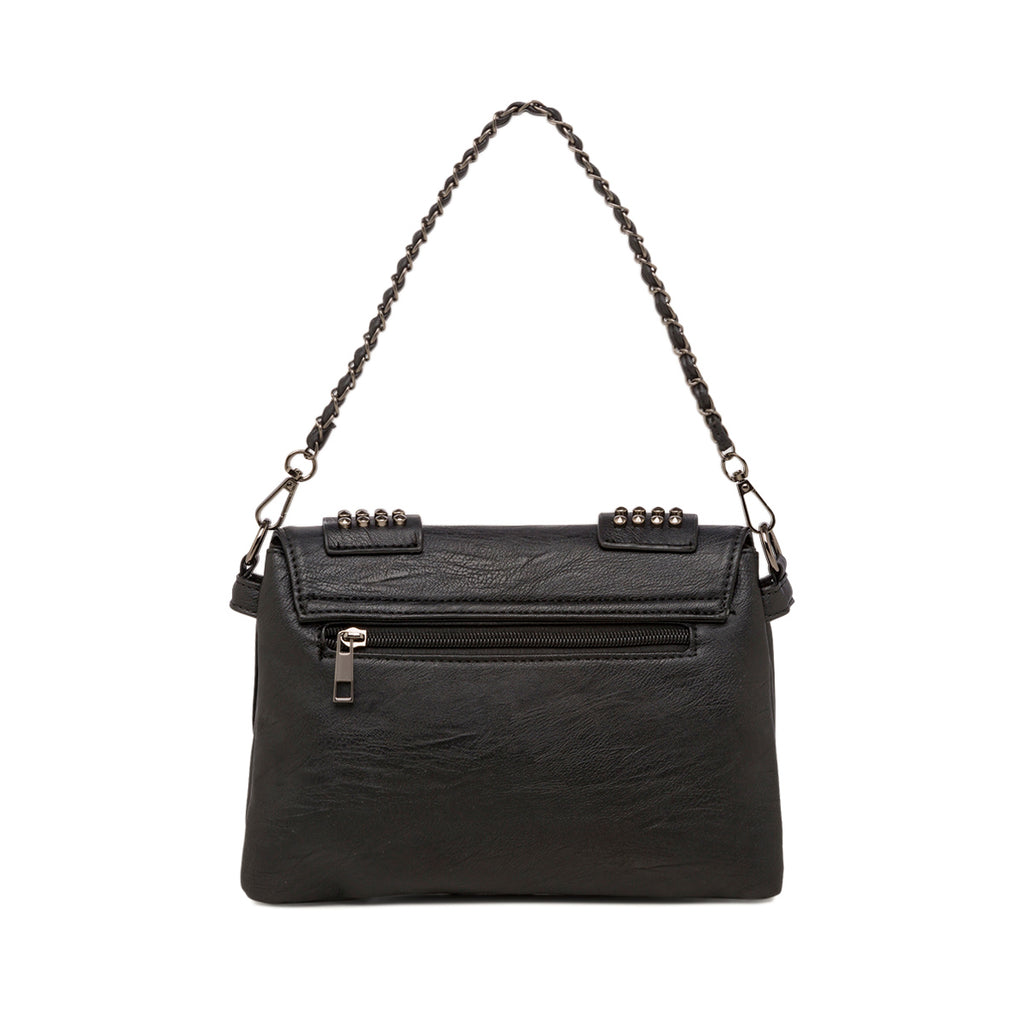Borsa a tracolla nera con borchie Lora Ferres