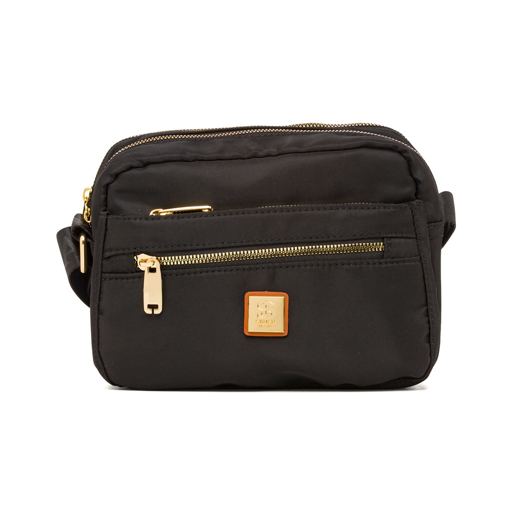 Borsa a Tracolla da Donna Nera con Dettagli Oro Swish Jeans