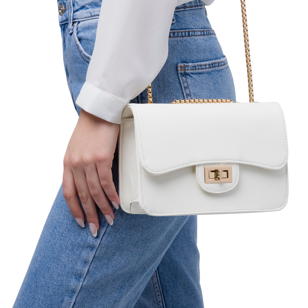 Borsa a tracolla bianca da Donna con chiusura a incastro Lora Ferres
