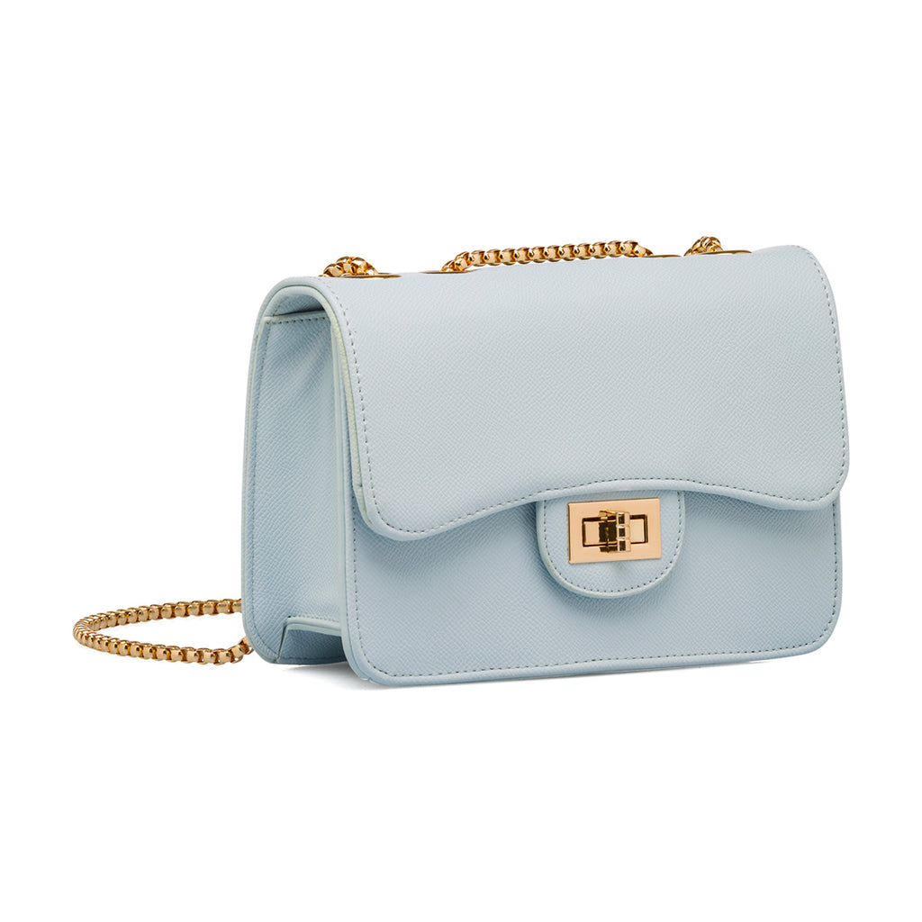 Borsa a tracolla azzurra da Donna con catena dorata Lora Ferres