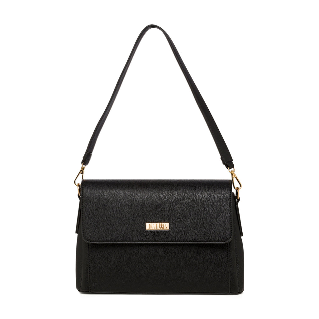 Borsa a tracolla nera da Donna con logo in metallo Lora Ferres