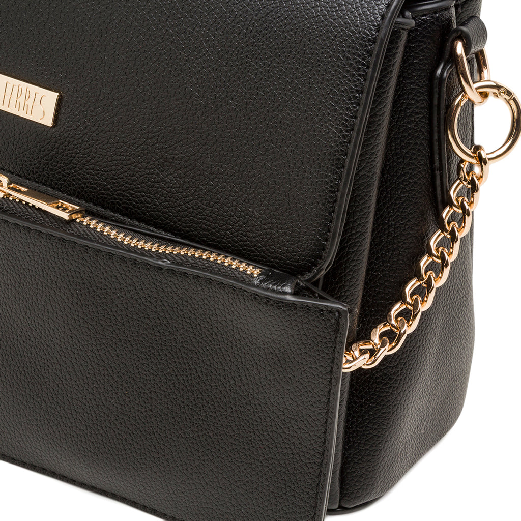 Borsa a tracolla nera da Donna con logo in metallo Lora Ferres
