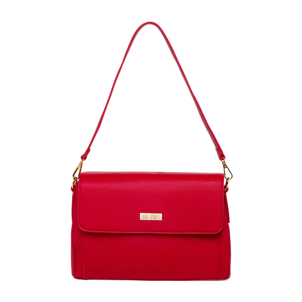 Borsa a tracolla rossa da Donna con logo in metallo Lora Ferres