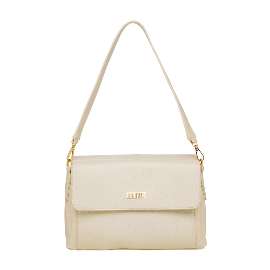 Borsa a tracolla bianco off-white da Donna con logo in metallo Lora Ferres