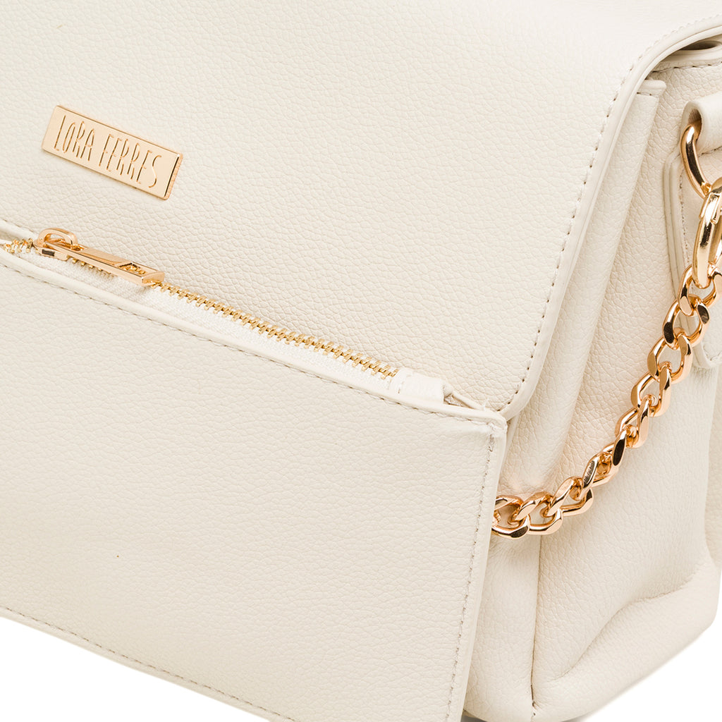Borsa a tracolla bianco off-white da Donna con logo in metallo Lora Ferres