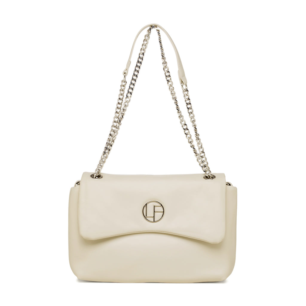 Borsa a tracolla bianco off-white da Donna con catena e logo in metallo Lora Ferres