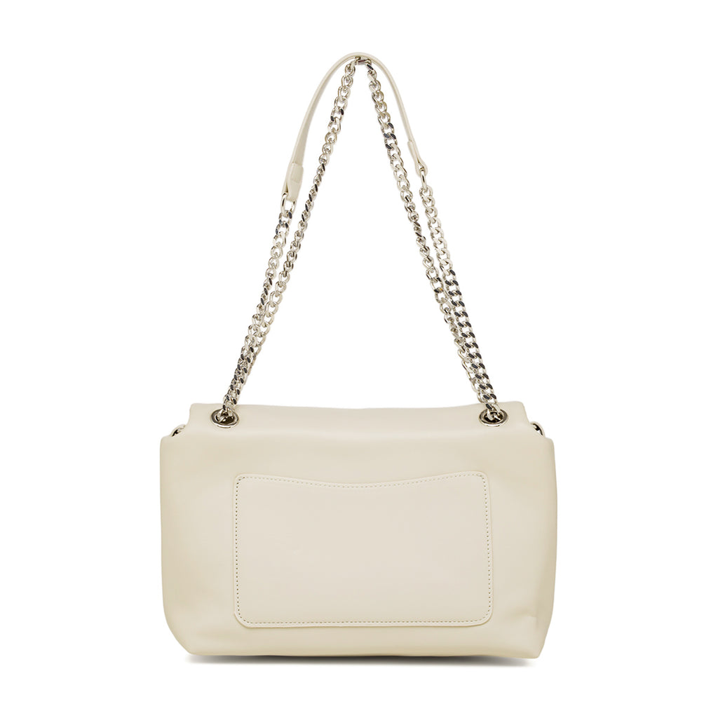 Borsa a tracolla bianco off-white da Donna con catena e logo in metallo Lora Ferres