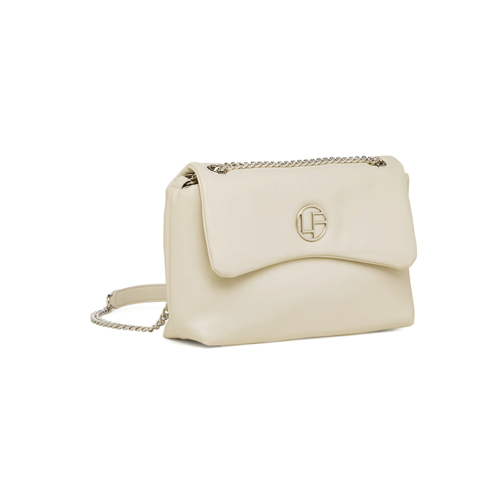 Borsa a tracolla bianco off-white da Donna con catena e logo in metallo Lora Ferres