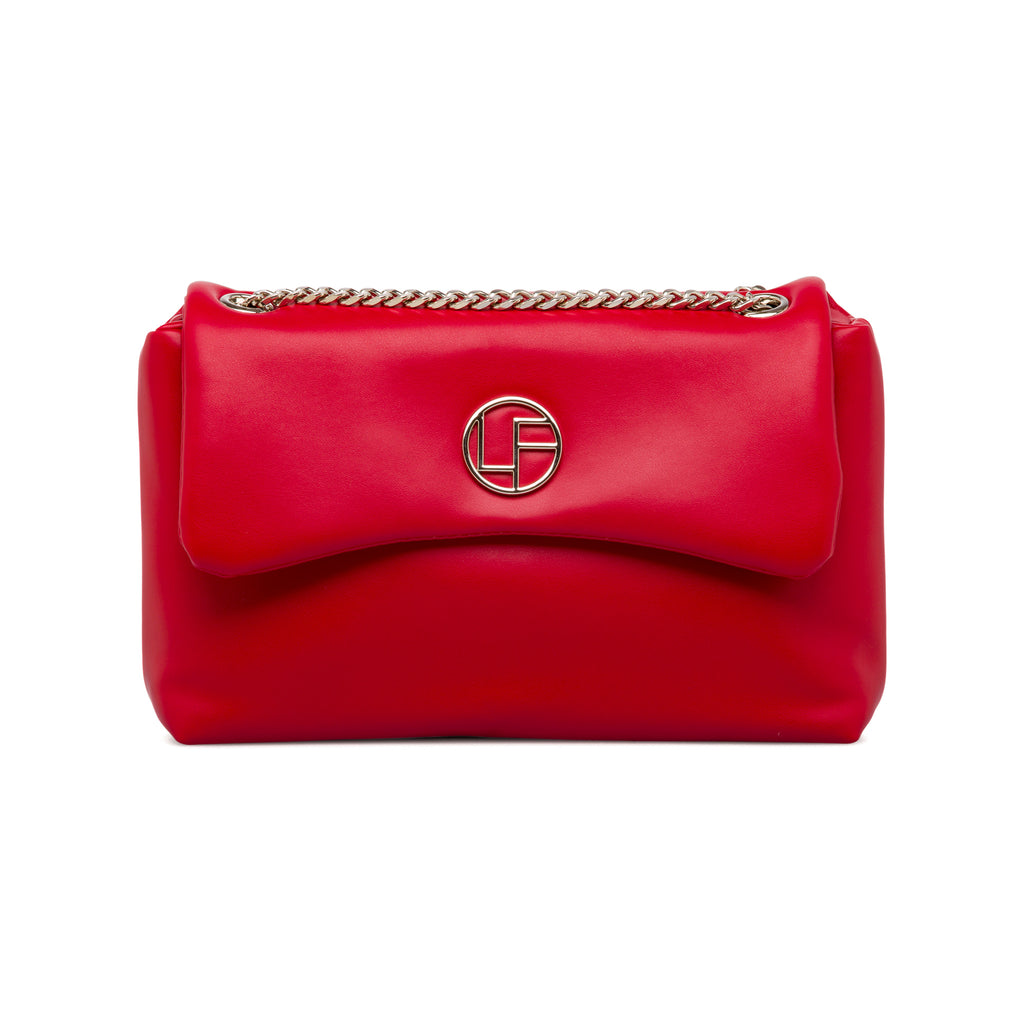 Borsa a tracolla rossa da Donna con catena e dettaglio logo Lora Ferres