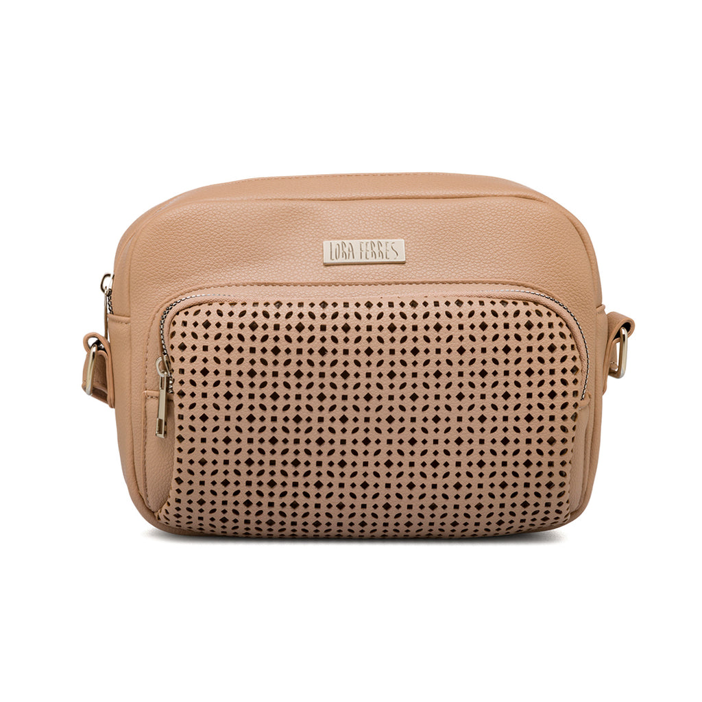 Borse a tracolla beige da Donna con dettagli traforati Lora Ferres