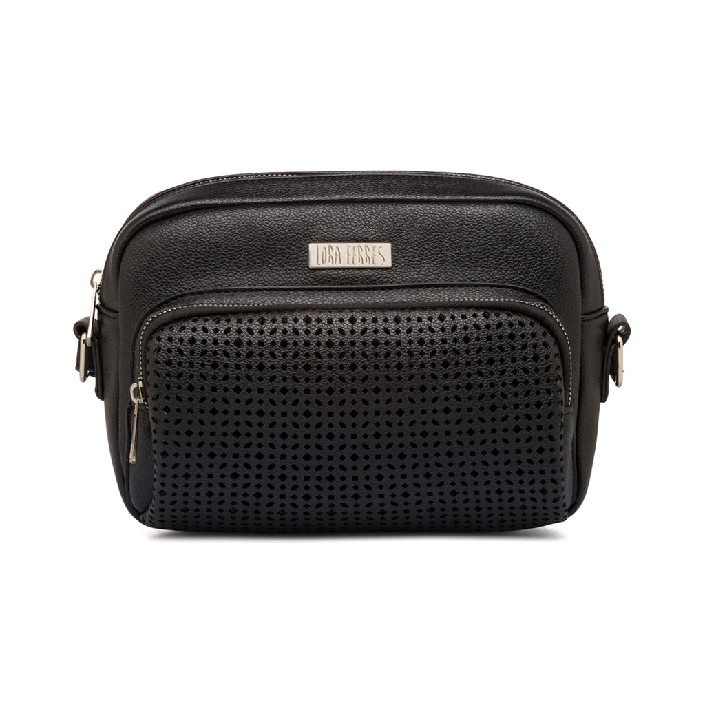 Borsa a tracolla nera da Donna con dettagli traforati Lora Ferres