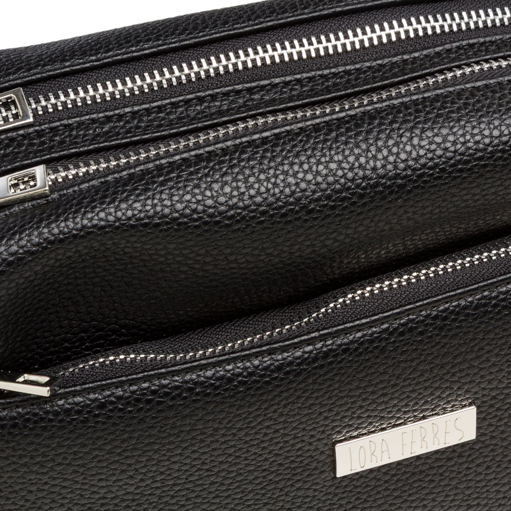 Borsa a tracolla nera da Donna con tasche e logo Lora Ferres