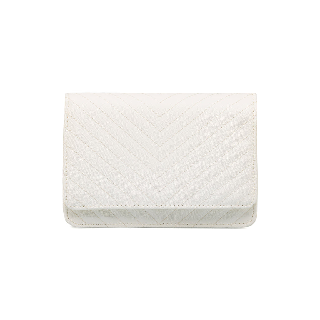 Borsa a tracolla bianca da Donna con motivo a Chevron Lora Ferres