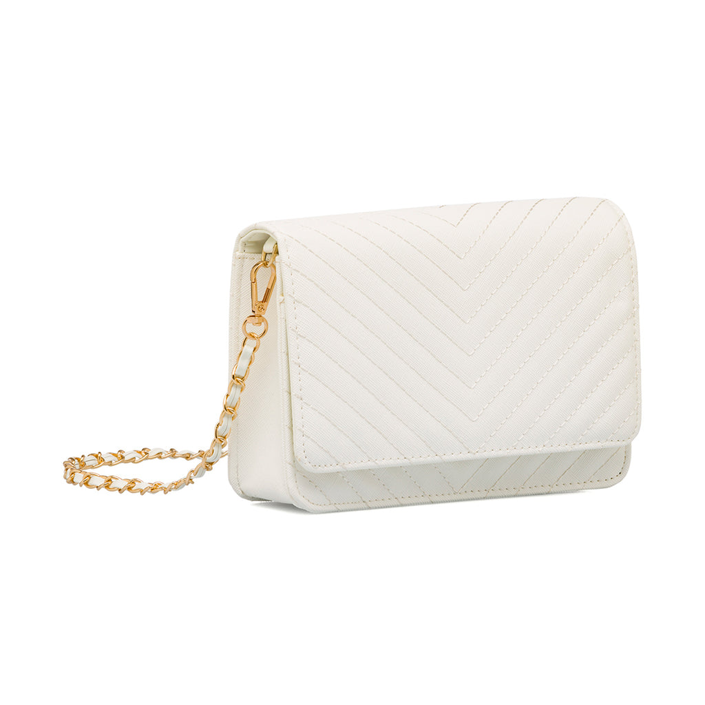 Borsa a tracolla bianca da Donna con motivo a Chevron Lora Ferres