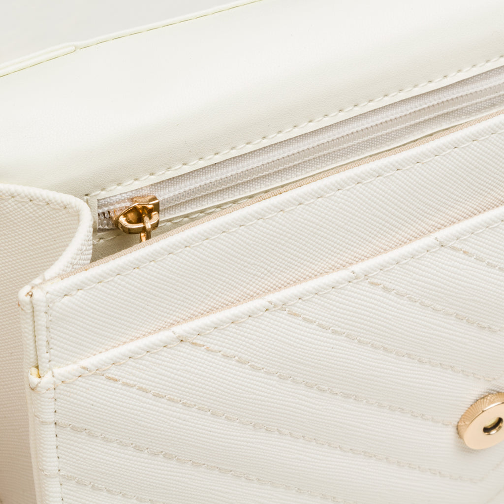 Borsa a tracolla bianca da Donna con motivo a Chevron Lora Ferres