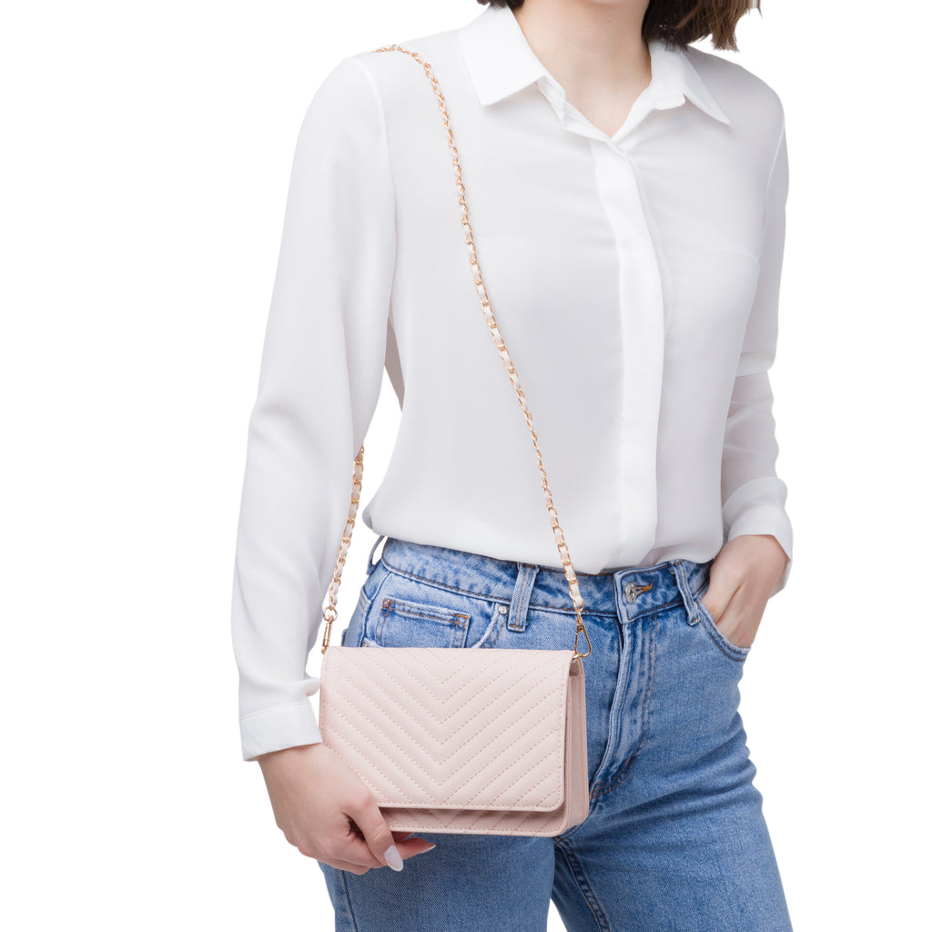 Borsa a tracolla rosa da Donna con motivo trapuntato Lora Ferres