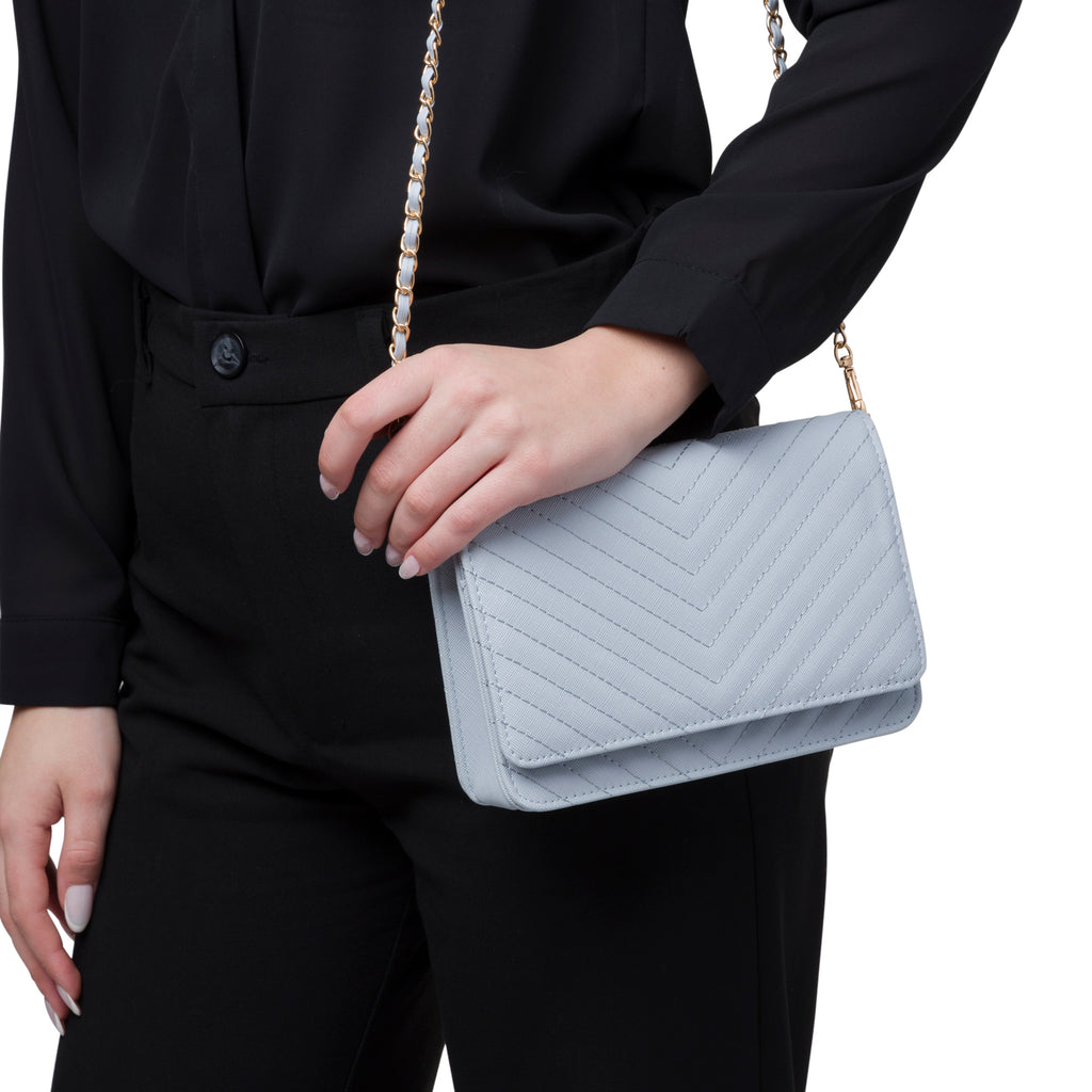 Borsa a tracolla azzurra da Donna con motivo a Chevron Lora Ferres